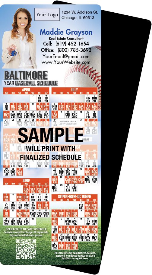 Real Estate Baseball Schedules, Magnetic Sports Calendars for Realtors